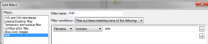 Setting up FileZilla to filter PHP files